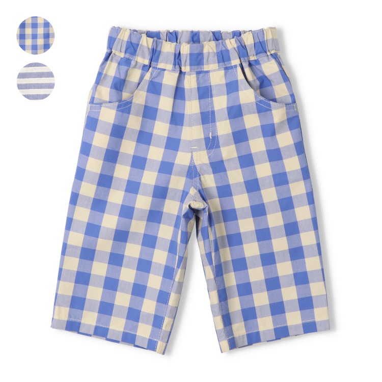 *【WEB限定】チェック・ボーダー柄6分丈ハーフパンツ