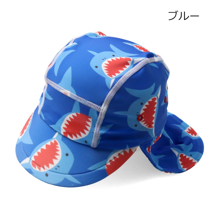 【WEB限定】日よけたれ付スイムキャップ・帽子(ブルー-M)
