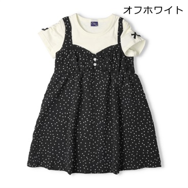 ドット柄ドッキング半袖ワンピース ワンピース｜子供服・ベビー服の