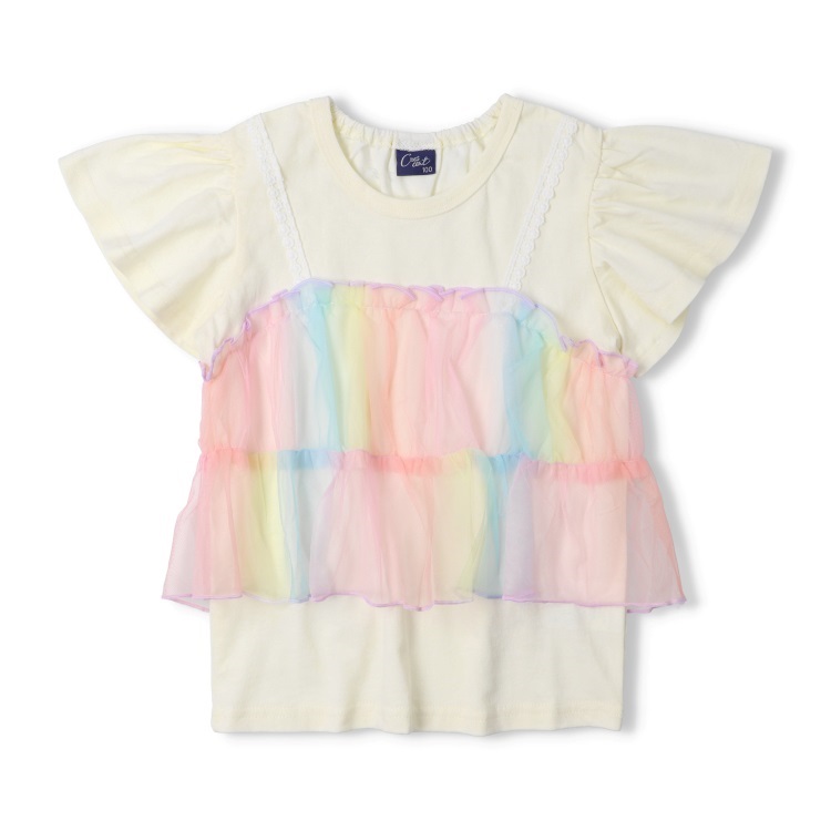 チュール半袖Tシャツ(レインボー-90cm)