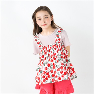 さくらんぼ・レモン柄キャミ半袖Tシャツ 半袖Tシャツ｜子供服