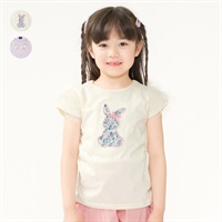 うさぎアップリケ・ネックレス風刺繍半袖Tシャツ