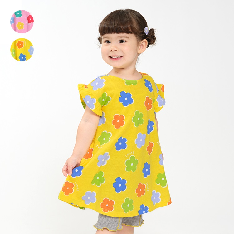 【WEB限定】お花柄半袖ワンピース