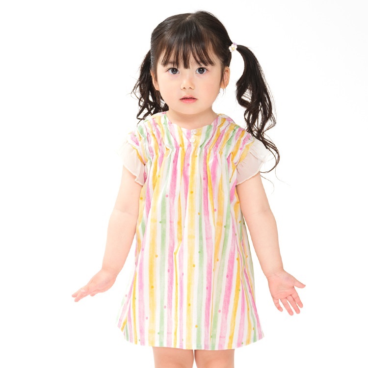 【WEB限定】ストライプワンピース(ピンク-130cm)