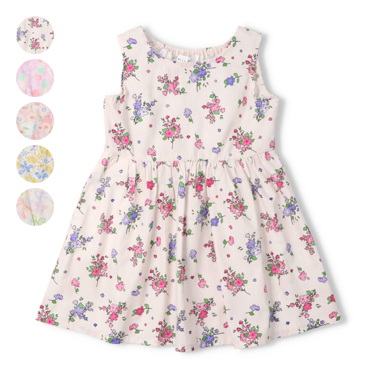 【WEB限定】花・ドット・リボン柄総柄ワンピース