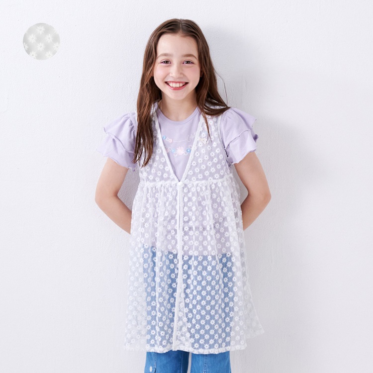 花柄チュールジレワンピース