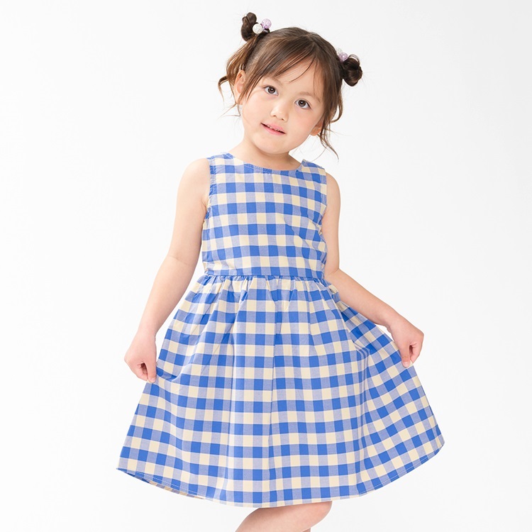 *【WEB限定】チェック・ボーダーワンピース(チェック-110cm)