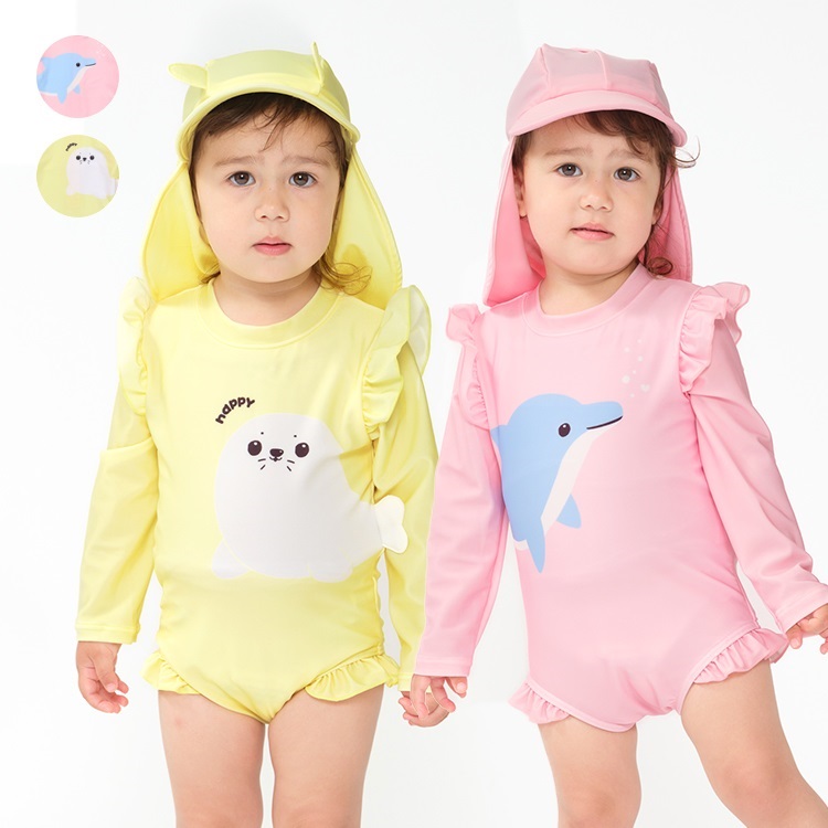 【WEB限定】イルカ・アザラシベビー水着・帽子セット