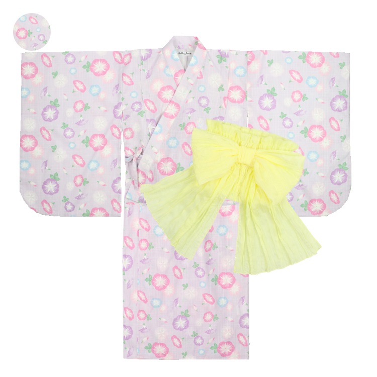 *【WEB限定】【140～160cm】朝顔柄浴衣・帯セット