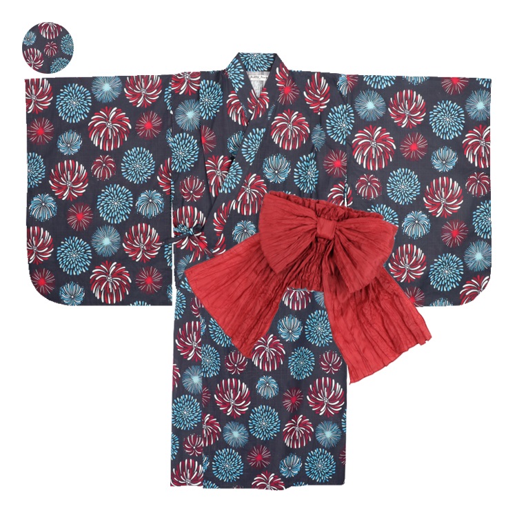【WEB限定】花火柄浴衣・帯セット