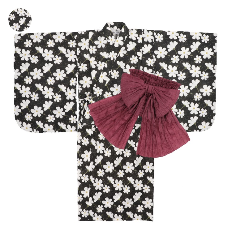 *【WEB限定】【140～160cm】花柄浴衣セット