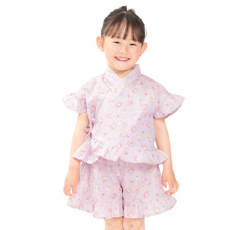 【WEB限定】お花・スイーツ・ユニコーン柄甚平(ラベンダー-90cm)