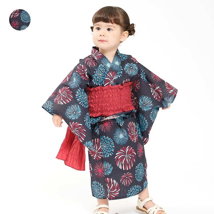WEB限定】花火柄浴衣・帯セット 浴衣・甚平｜子供服・ベビー服の通販は