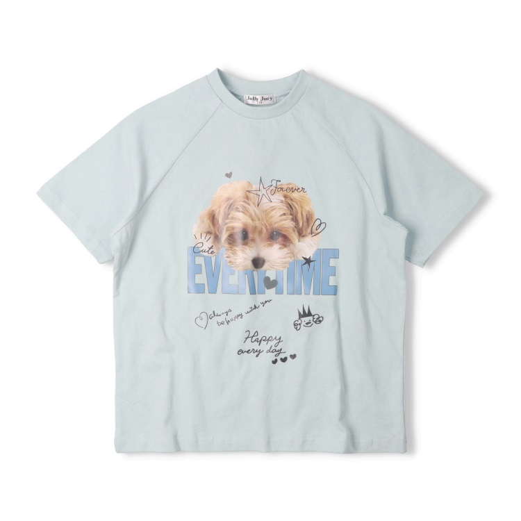 【WEB限定】【130～160cm】犬プリント半袖Tシャツ(エメラルドグリーン-130cm)
