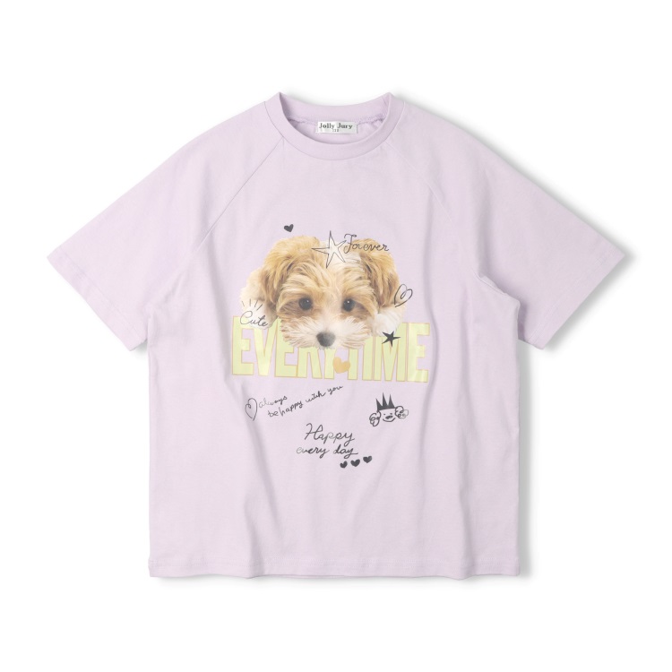 【WEB限定】【130～160cm】犬プリント半袖Tシャツ(ラベンダー-140cm)