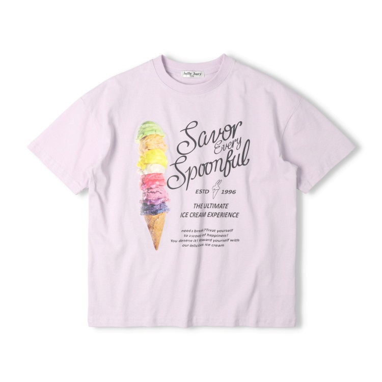 【WEB限定】【130～160cm】アイスクリーム半袖Tシャツ(ラベンダー-130cm)