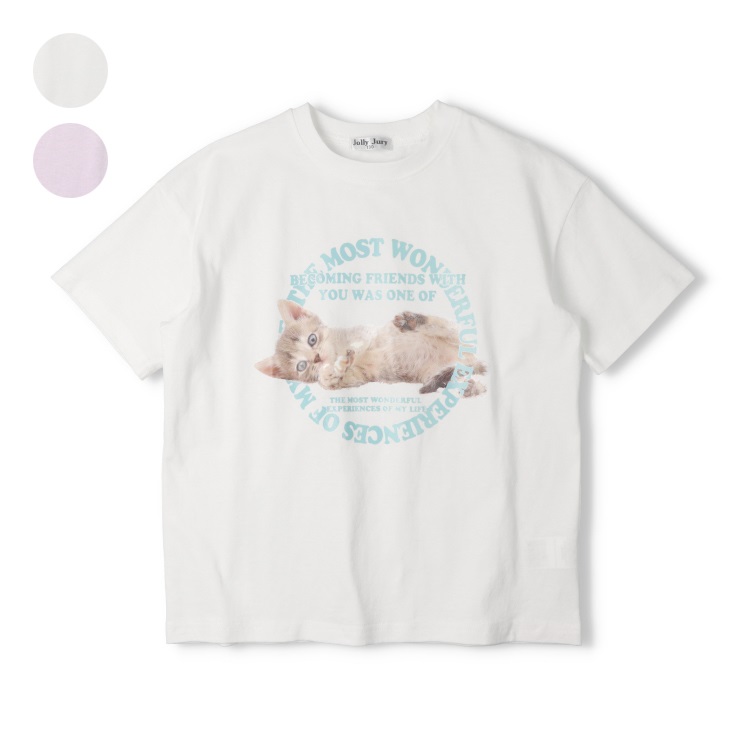 【WEB限定】【130～160cm】猫プリント半袖Tシャツ