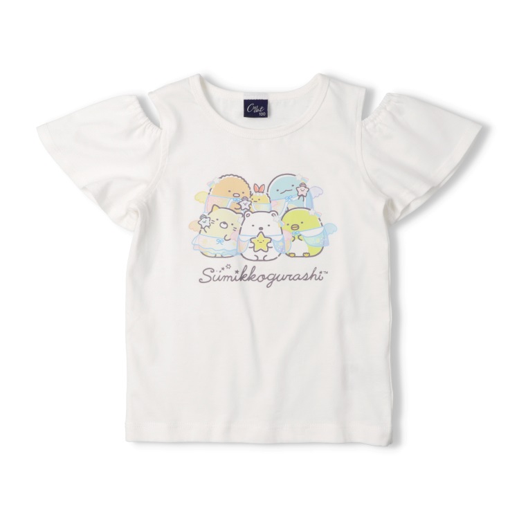 *すみっコぐらし/肩開き半袖Tシャツ(オフホワイト-120cm)