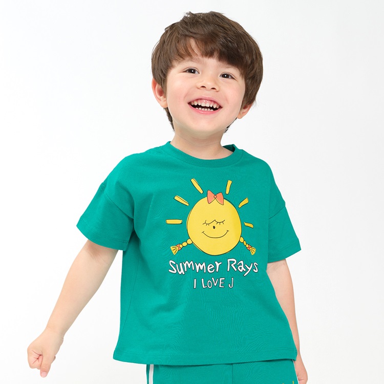 【WEB限定】プリント半袖Tシャツ(グリーン-90cm)