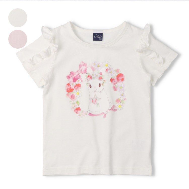 【接触冷感】うさぎプリント半袖Tシャツ