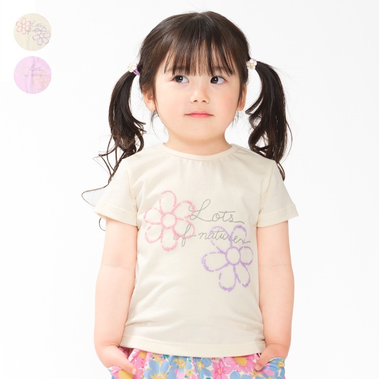 【WEB限定】お花刺繍半袖Tシャツ