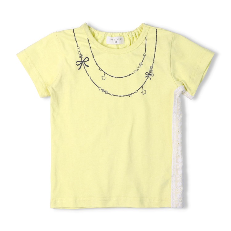 【WEB限定】ネックレス風プリント半袖Tシャツ(イエロー-90cm)