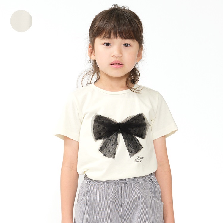*【WEB限定】チュールリボン付半袖Tシャツ