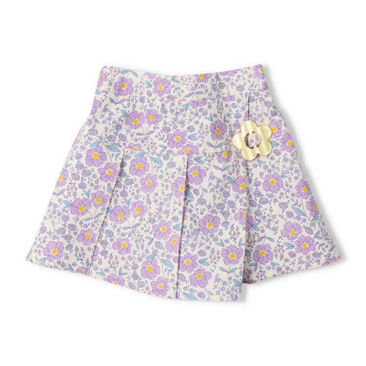 花柄スカート風3分丈ショートパンツ(ラベンダー-120cm)