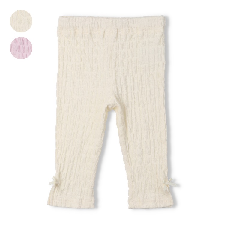 裾リボン付6分丈ハーフレギンス