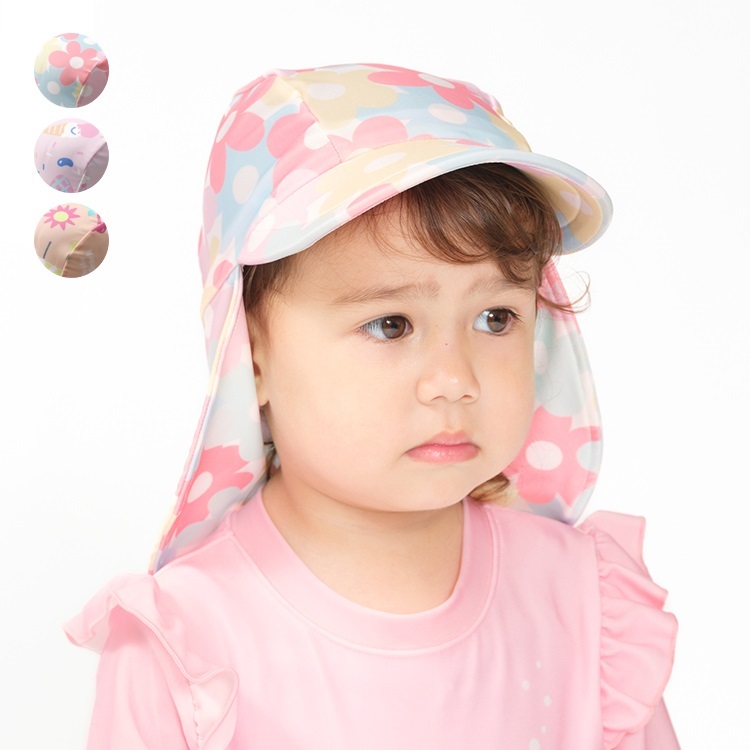 【WEB限定】日よけたれ付スイムキャップ・帽子
