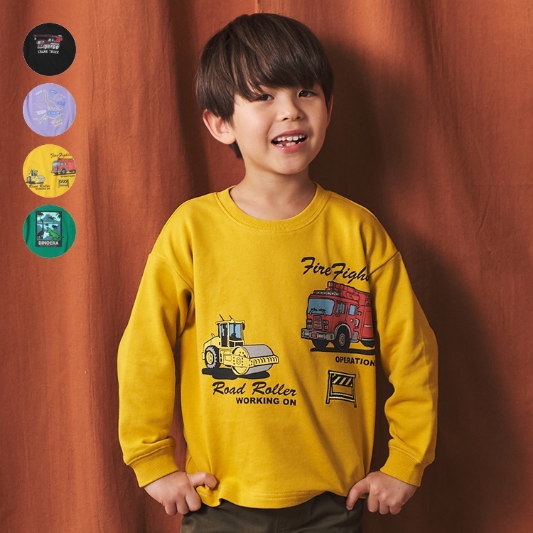 働く車・恐竜裏毛トレーナー トレーナー｜子供服・ベビー服の通販は