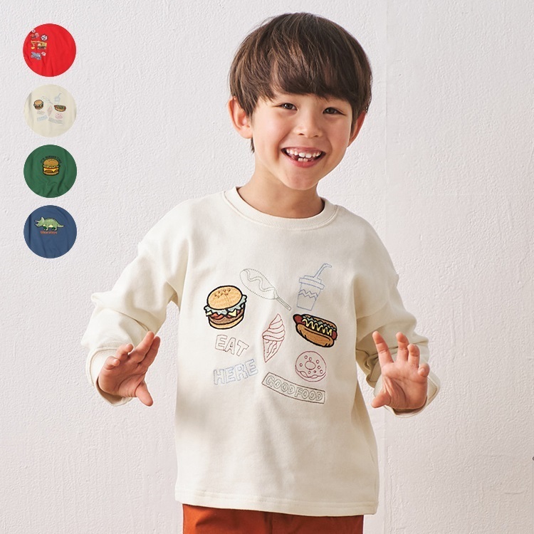 *働く車・食べ物・恐竜裏毛トレーナー