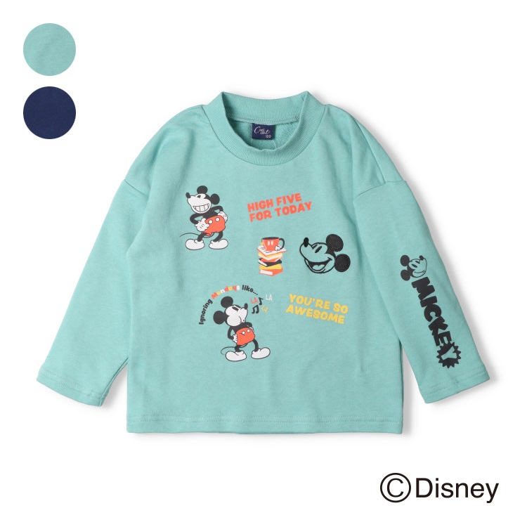 ミッキーマウス/プリント刺繍裏毛トレーナー
