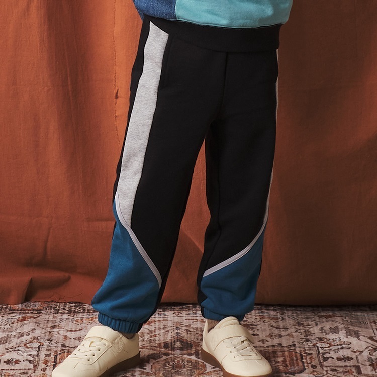 切替裏毛ロングパンツ(ブラック-120cm)