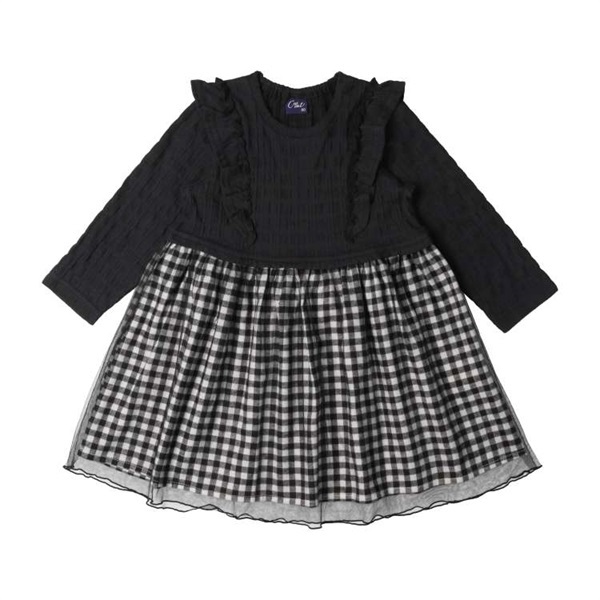 チュールドッキングチェック・花柄切替ワンピース ワンピース｜子供服