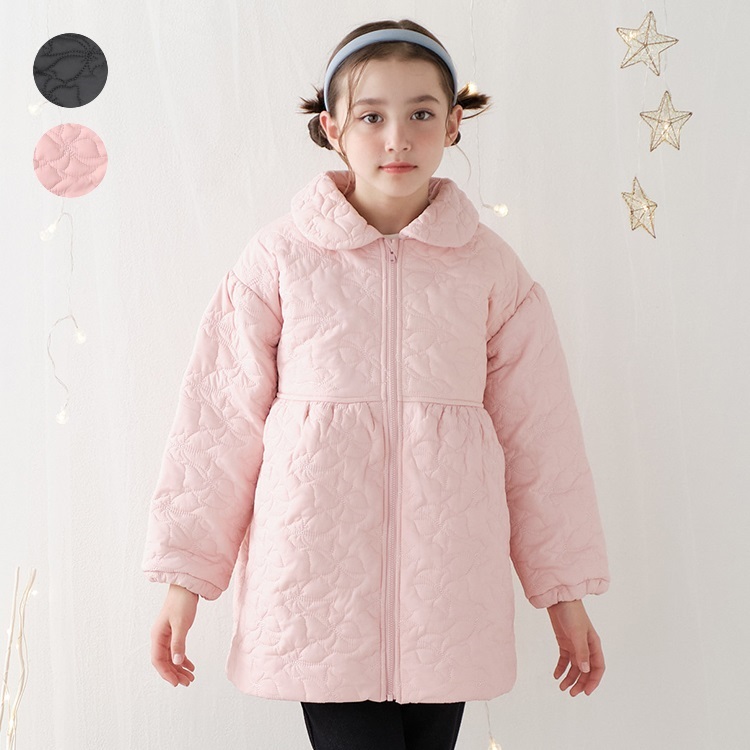 *リボン柄キルト中綿ジャケット