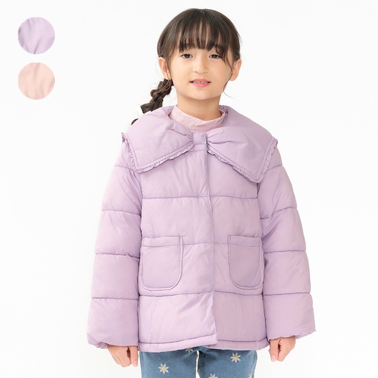 *リボン衿ナイロン中綿ジャケット