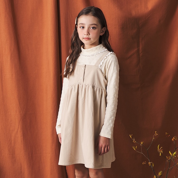 ニットコールジャンパースカート(ライトベージュ-90cm)