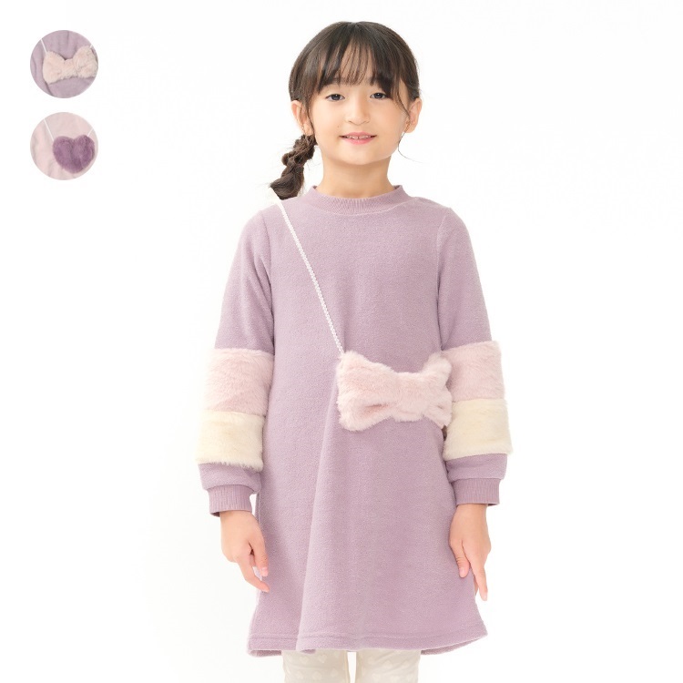 ボアポシェットブークレー裏起毛ワンピース