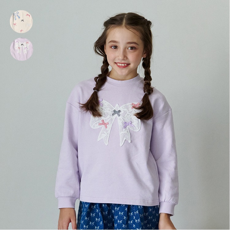 *リボンデザイン裏毛トレーナー