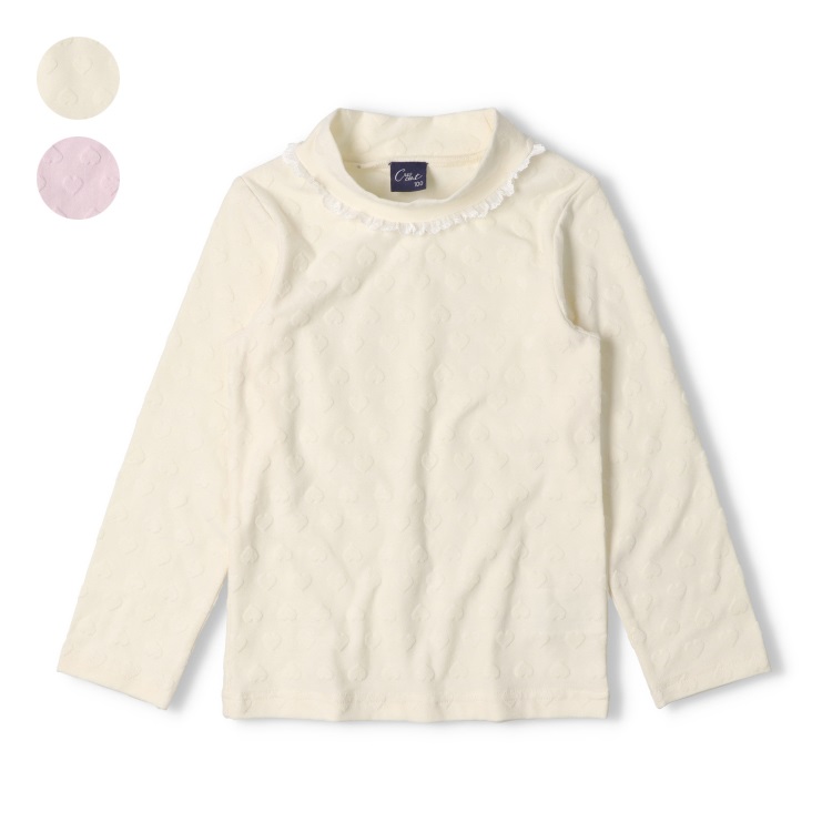 ハートジャガード長袖Tシャツ