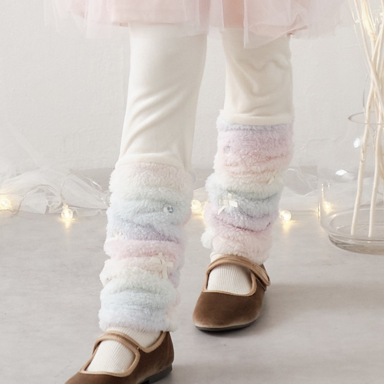 裾ボアベロア裏起毛レギンス(オフホワイト-90cm)