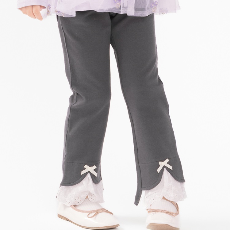 リボン付きカットロングパンツ(スミブラック-80cm)