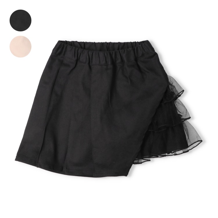 チュールフリルツイルキュロットパンツ