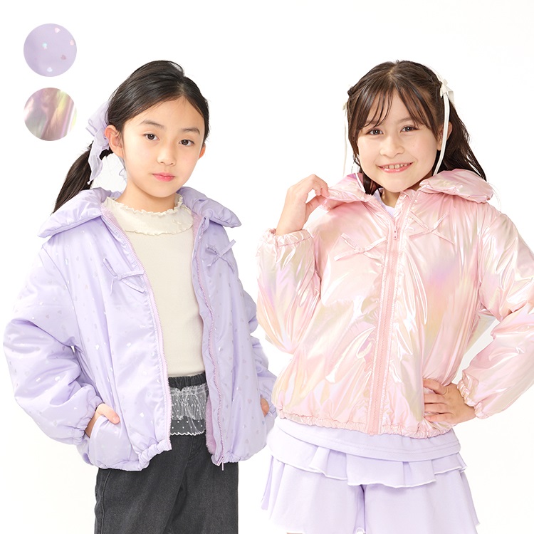 【WEB限定】リボン付きキラキラ中綿ジャケット