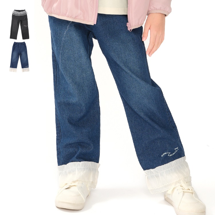 【WEB限定】レース切替デニムロングパンツ