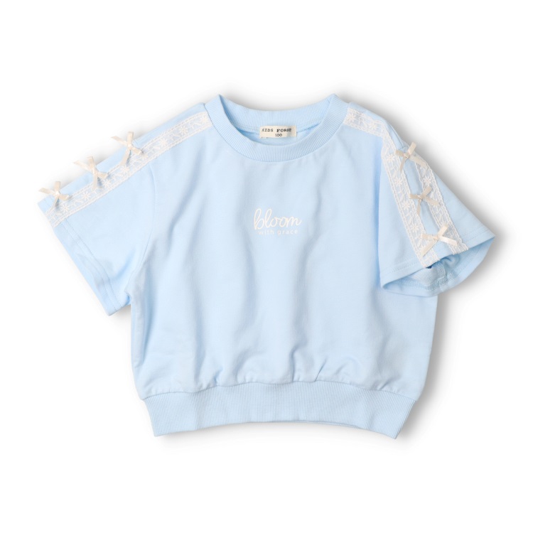 *ミニ裏毛袖ライン半袖Tシャツ(ブルー-100cm)