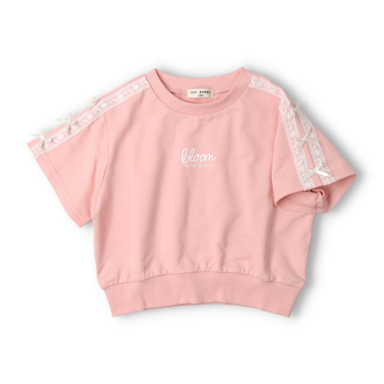 *ミニ裏毛袖ライン半袖Tシャツ(ピンク-95cm)