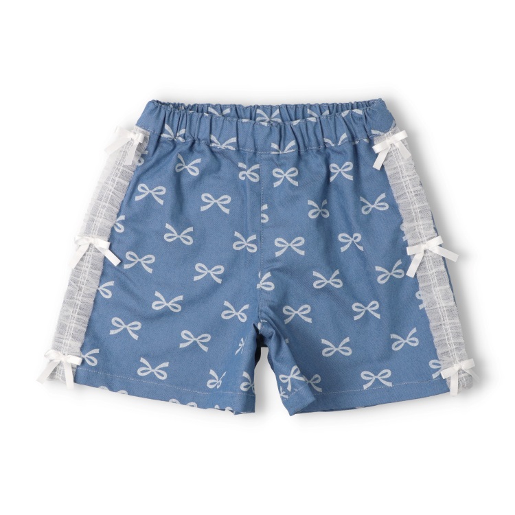 *リボン柄ショートパンツ(ブルー-100cm)