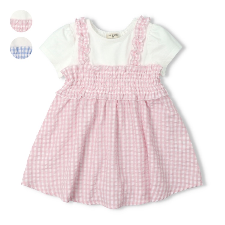 【WEB限定】サッカーギンガムキャミ半袖ワンピース